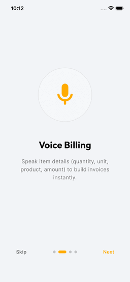Btvois voice billing screen