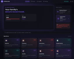 LifeRecords dashboard overview