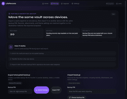 LifeRecords backup view