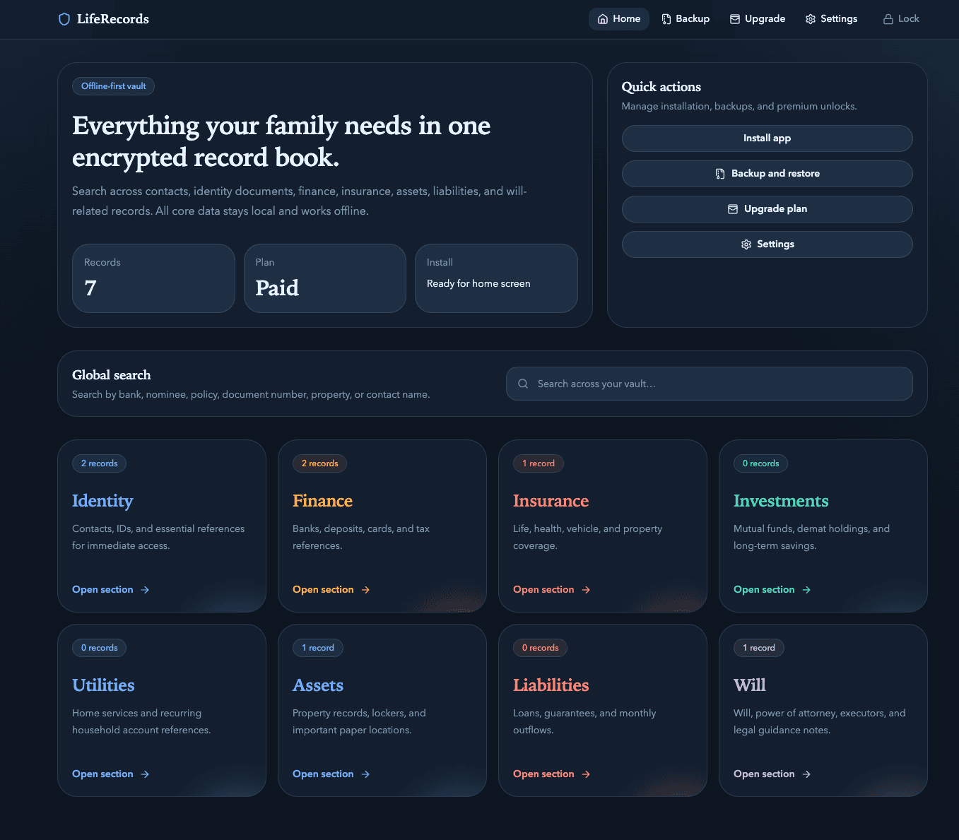 LifeRecords product preview