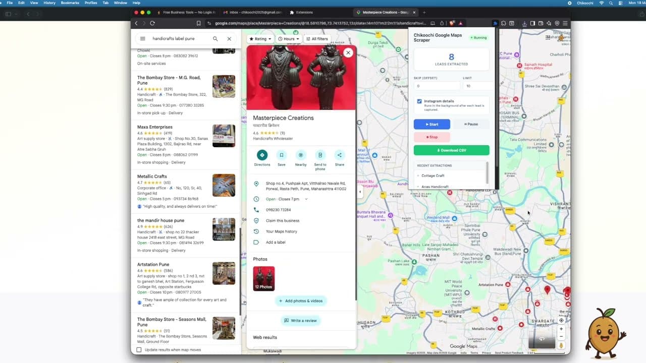 Chikoochi Maps Scraper demo