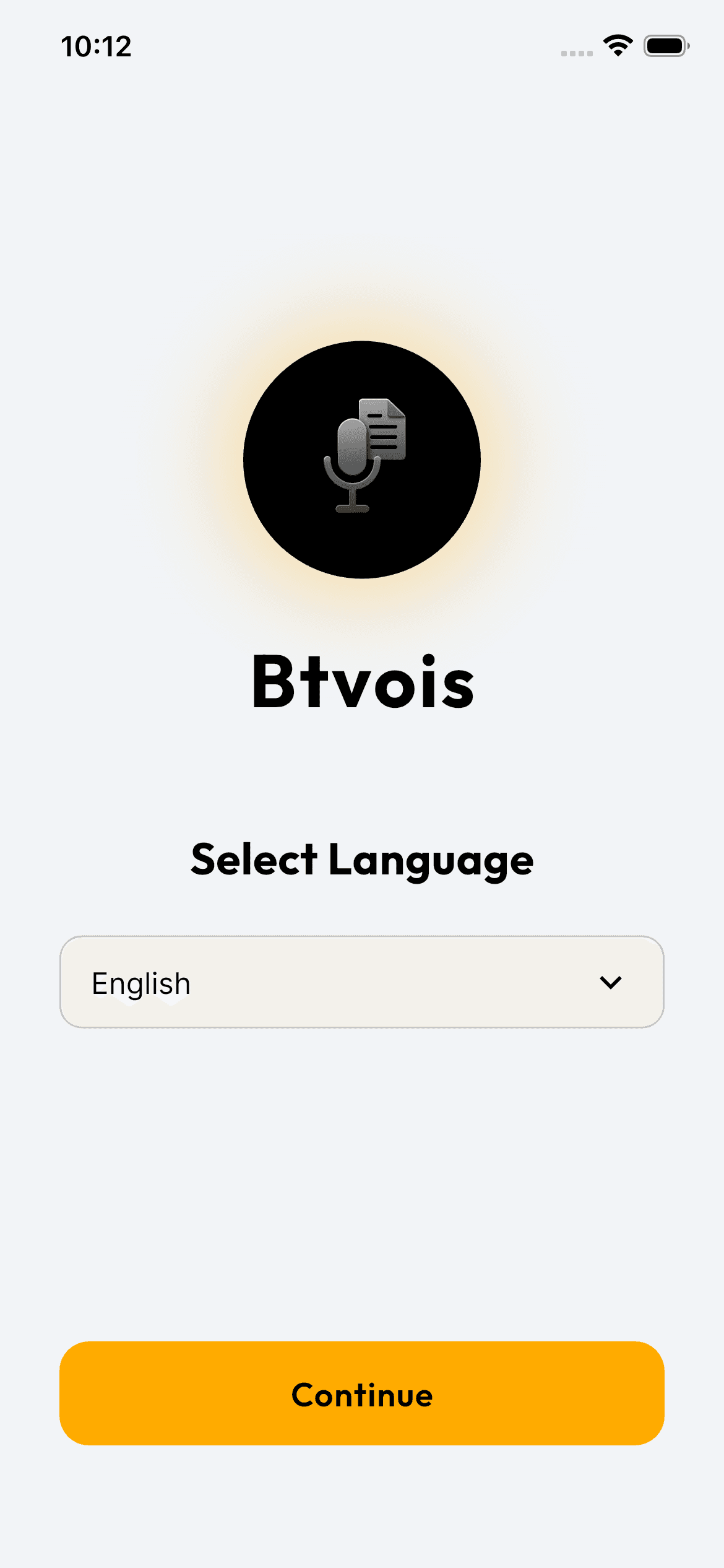 Btvois language selection screen